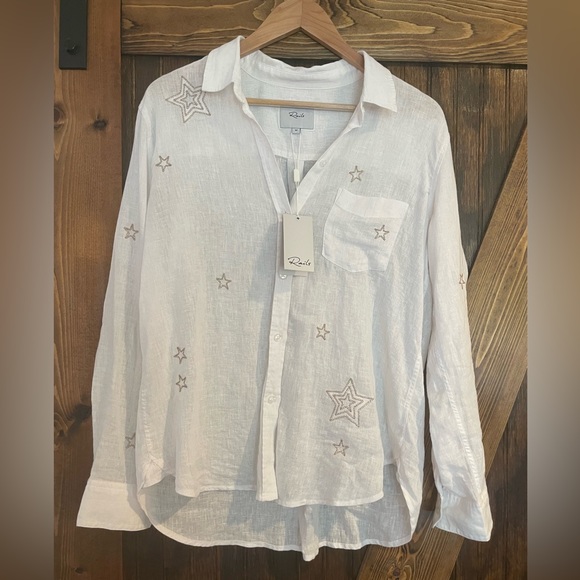 Rails, Charli Metallic Stars Linen Blend Blouse(M) - Picture 2 of 5